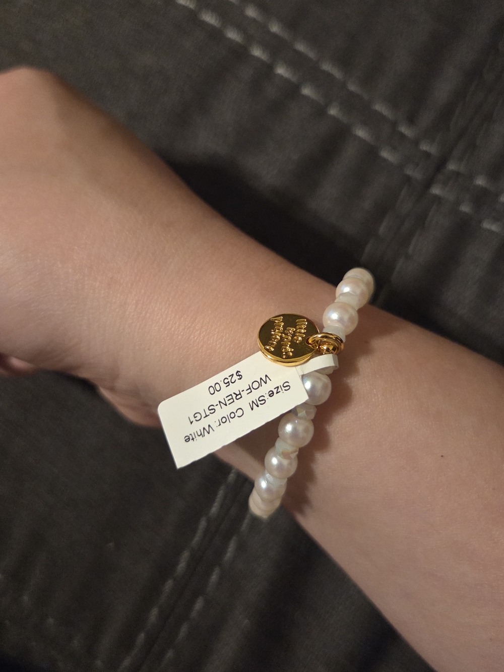 Little Words Project 'Stay Positive' Pearl Bead Bracelet - Picture 5 of 7